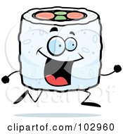 Royalty Free RF Clipart Illustration Of A Happy Running Sushi Roll