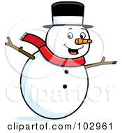 Poster, Art Print Of Happy Snowman Holding His Stick Arms Out