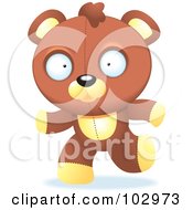 Royalty Free RF Clipart Illustration Of A Running Teddy Bear by Cory Thoman