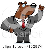 Royalty Free RF Clipart Illustration Of A Waving Bear Businessman
