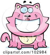 Royalty Free RF Clipart Illustration Of A Happy Smiling Pink Cat