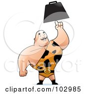 Royalty Free RF Clipart Illustration Of A Strong Man In A Spotted Outfit Holding Up An Anvil by Cory Thoman