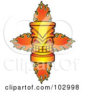 Royalty Free RF Clipart Illustration Of A Flaming Tiki Cross by Cory Thoman