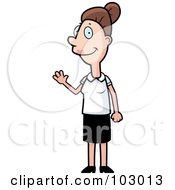 Royalty Free RF Clipart Illustration Of A Friendly Woman Waving by Cory Thoman