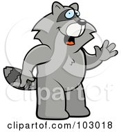 Royalty Free RF Clipart Illustration Of A Friendly Raccoon Waving by Cory Thoman