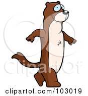 Royalty Free RF Clipart Illustration Of A Happy Weasel Walking by Cory Thoman