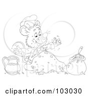 Poster, Art Print Of Coloring Page Outline Of A Chef Mouse Making Dough