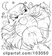 Royalty Free RF Clipart Illustration Of A Coloring Page Outline Of A Mean Lion Face by Alex Bannykh