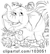 Poster, Art Print Of Coloring Page Outline Of A Boy Riding An Elephant