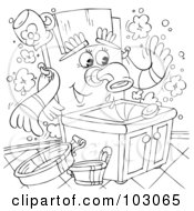 Poster, Art Print Of Coloring Page Outline Of A Happy Wash Basin
