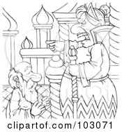 Poster, Art Print Of Coloring Page Outline Of A Mean Queen Yelling At An Old Man