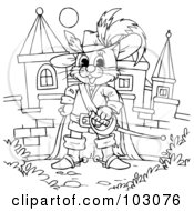 Coloring Page Outline Of Puss In Boots By A Castle