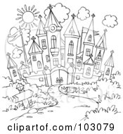 Poster, Art Print Of Coloring Page Outline Of A Winding Path Leading To A Castle
