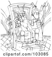 Royalty Free RF Clipart Illustration Of A Coloring Page Outline Of An Evil King by Alex Bannykh
