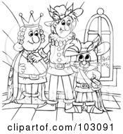 Poster, Art Print Of Coloring Page Outline Of Puss In Boots With The King