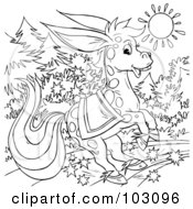 Poster, Art Print Of Coloring Page Outline Of A Magical Donkey