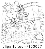 Poster, Art Print Of Coloring Page Outline Of A Boy Playing An Accordian
