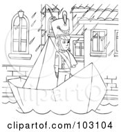 Poster, Art Print Of Coloring Page Outline Of A Soldier In A Paper Boat