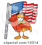 Poster, Art Print Of Red Telephone Mascot Cartoon Character Pledging Allegiance To An American Flag