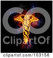 Royalty Free RF Clipart Illustration Of A Blazing Caduceus Symbol by Michael Schmeling #COLLC103156-0128