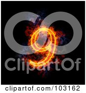 Royalty Free RF Clipart Illustration Of A Blazing Number 9 Symbol