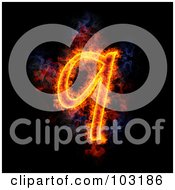 Royalty Free RF Clipart Illustration Of A Blazing Lowercase Q Symbol
