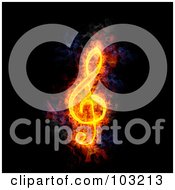 Royalty Free RF Clipart Illustration Of A Blazing G Clef Music Note Symbol by Michael Schmeling