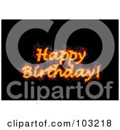Royalty Free RF Clipart Illustration Of A Blazing Happy Birthday Greeting by Michael Schmeling