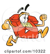 Poster, Art Print Of Red Telephone Mascot Cartoon Character Running