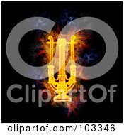 Royalty Free RF Clipart Illustration Of A Blazing Lyre Symbol by Michael Schmeling