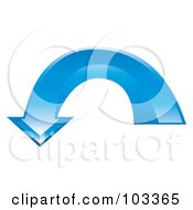 Poster, Art Print Of 3d Blue Arrow Arching And Pointing Down