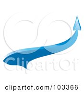 Royalty Free RF Clipart Illustration Of A 3d Blue Arrow Shooting Upwards by MilsiArt