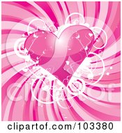 Poster, Art Print Of Shiny Pink Heart With Grungy White Vines Over Swirling Pink