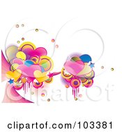 Poster, Art Print Of Clusters Of Shiny Hearts And Circles With Halftone And Grunge