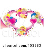 Poster, Art Print Of Clusters Of Shiny Hearts Stars Halftone And Circles Forming A Heart