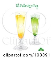 Royalty Free RF Clipart Illustration Of A St Patricks Day Greeting With Gold And Green Beer And A Clover by MilsiArt