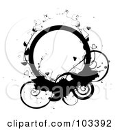 Royalty Free RF Clipart Illustration Of A Black And White Grungy Heart Vine Circle