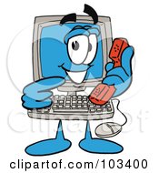 Poster, Art Print Of Friendly Computer Guy Pointing To A Red Phone