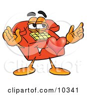 Poster, Art Print Of Red Telephone Mascot Cartoon Character With His Heart Beating Out Of His Chest