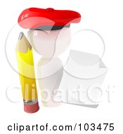 Poster, Art Print Of 3d White Artist Icon With A Pencil And Blank Paper