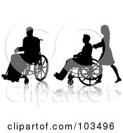 Poster, Art Print Of Digital Collage Of A Man Sitting In A Wheelchair And A Nurse Pushing A Man In A Wheelchair