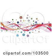 Border Or Colorful Wavy Lines Stars And Circles On White