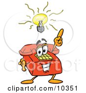 Poster, Art Print Of Red Telephone Mascot Cartoon Character With A Bright Idea