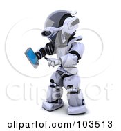 Poster, Art Print Of 3d Silver Robot Using A Palm Pilot