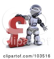 3d Silver Robot Standing With A Pound Currency Symbol