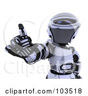 Poster, Art Print Of 3d Silver Robot Waving A Finger