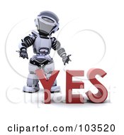 Poster, Art Print Of 3d Silver Robot Standing Behind Yes