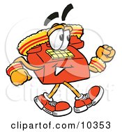 Poster, Art Print Of Red Telephone Mascot Cartoon Character Speed Walking Or Jogging