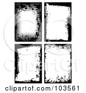 Royalty Free RF Clipart Illustration Of A Digital Collage Of Four Black Grungy Splatter Borders by michaeltravers