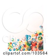 Poster, Art Print Of Background Of Colorful Floating Bubbles In A Corner Over Off White